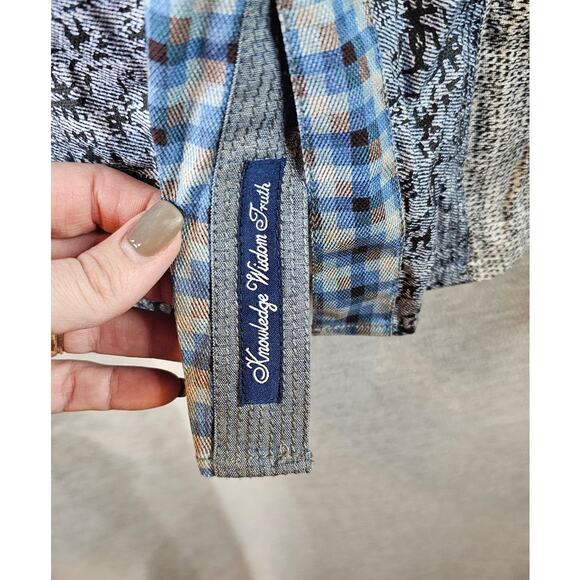 Robert Graham Knowledge Wisdom Truth Patch Pattern Shirt Blue/Gray Sz M - Picture 3 of 8